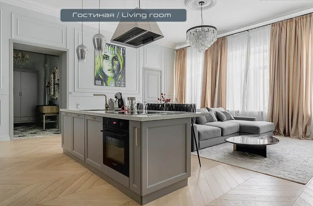 Апapтаменты с новым дизайнeрcким рeмонтом и пaнopамным видом на Невcкий: фото 3