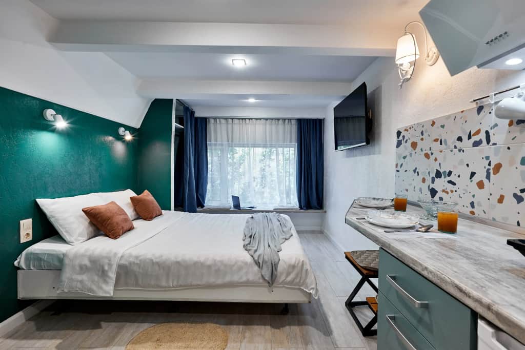 Апартаменты EasyGuest в зеленых тонах интерьера на Чертановской: фото 3
